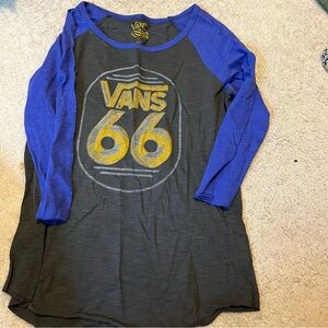 Vans Black & Royal Blue 3/4 Sleeve Raglan Graphic Tee